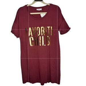 Blaine Bowen Favorite Child Graphic Tunic T Shirt Burgundy Short Sleeve
